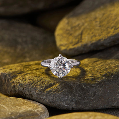 Classic Round Cut Solitaire Lab Grown Diamond Ring with Timeless Elegant Engagement Style
