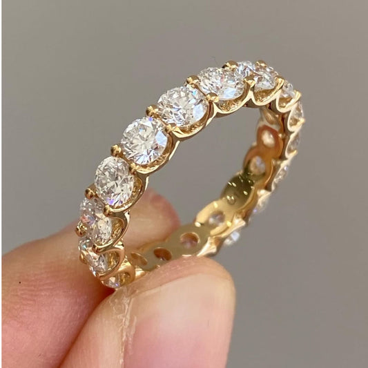 2.55 TCW Luxury Round Brilliant Lab Grown Diamond Eternity Band in Gold Full Circle Classic Wedding Ring