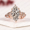 Marquise Cut Lab Grown Diamond Engagement Ring with Twisted Vine Pave Band in Rose Gold, Hidden Halo Ring, Vintage Style Ring