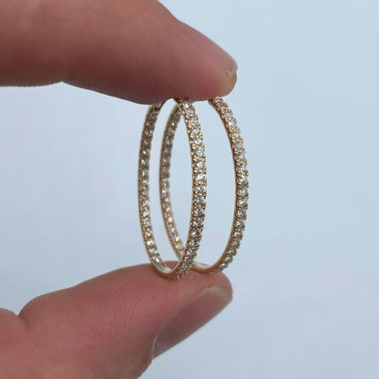 1.26 TCW Lab Grown Diamond Hoop Earrings in Gold Round Brilliant Cut Diamond Hoops Elegant Everyday Fine Jewelry
