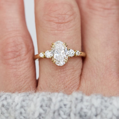 Elegant Oval Cut Diamond Engagement Ring Moissanite Minimalist Bridal Ring
