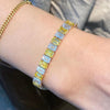 7.00 TCW Yellow & White Emerald Cut Lab Grown Diamond Tennis Bracelet in Gold Pastel Sapphire Style Statement Bracelet (Copy)