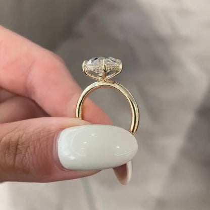 Old Mine Oval Moissanite Engagement Ring Gold Solitaire Wedding Anniversary Ring