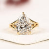 Pear Cut Solitaire Lab Grown Diamond Engagement Ring Open Split Shank Promise Ring Minimalist Bridal Ring for Women