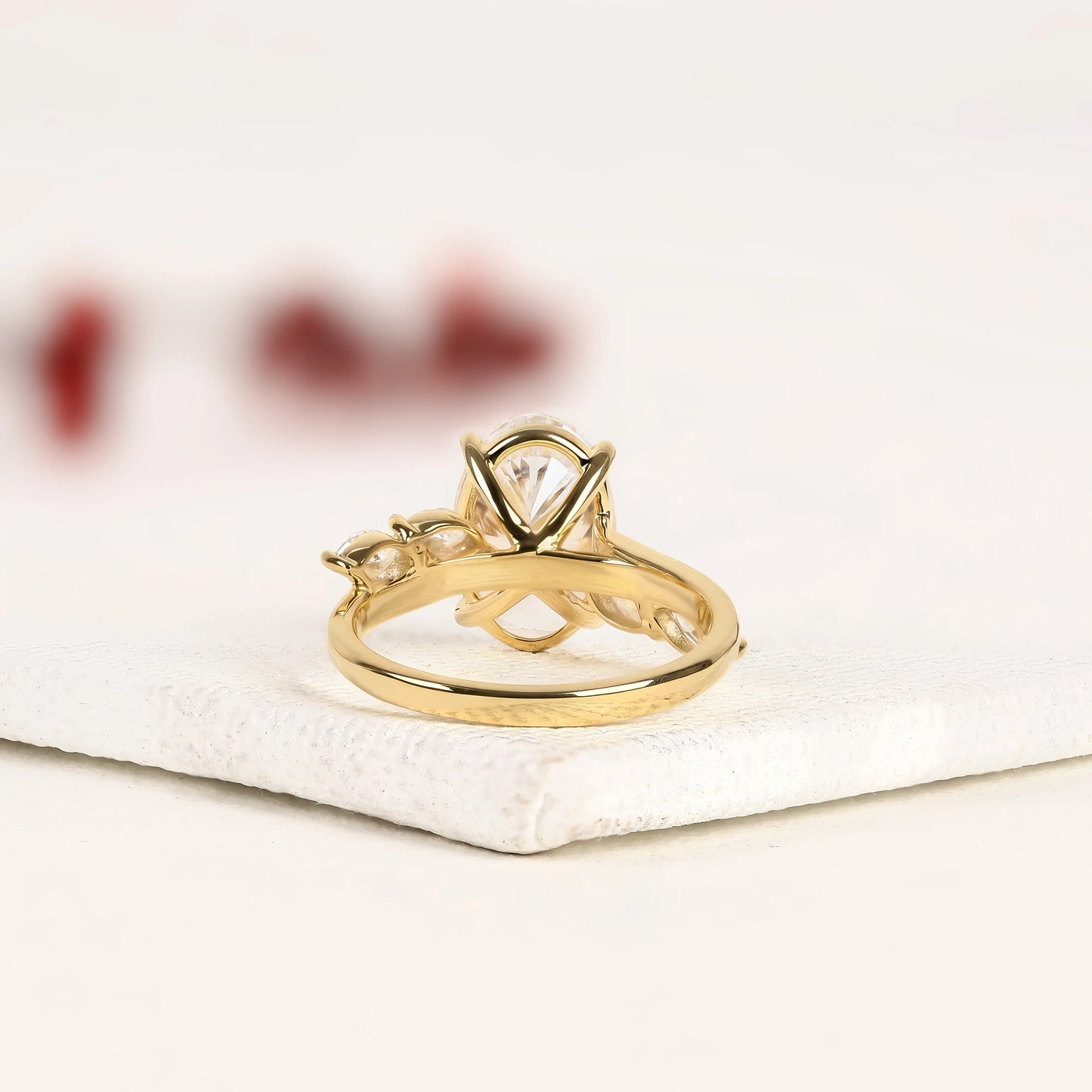 nature inspired oval cut lab grown diamond engagement ring side stone marquise wedding ring