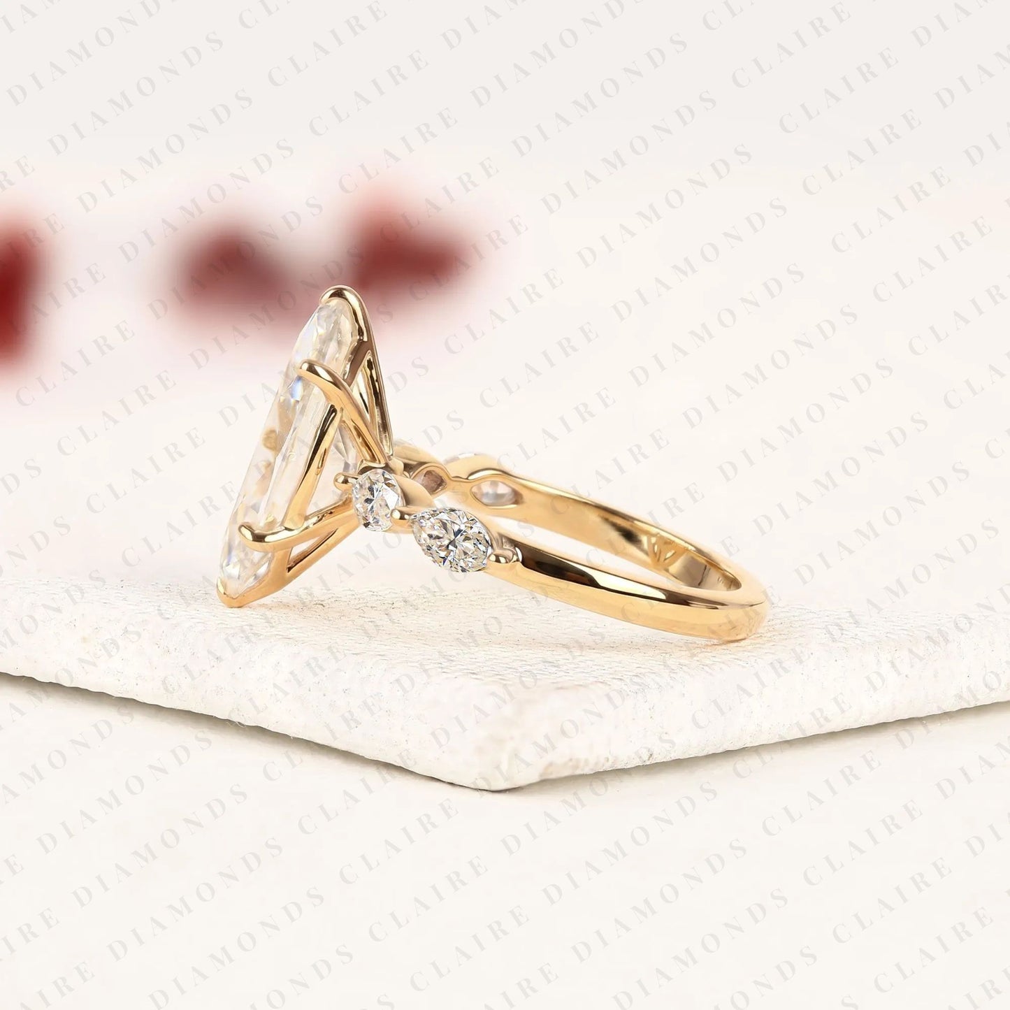 marquise cut lab grown diamond engagement ring five stone diamond minimalist ring