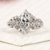 Marquise Cut Lab Grown Diamond Engagement Ring Vintage Floral Cluster Ring White Gold Wedding Ring Unique Anniversary Ring for Women IGI Certified Bridal Jewelry.