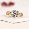 Round Cut Lab Grown Diamond Vintage Ring Handmade Floral Engagement Ring in Solid Gold For Her