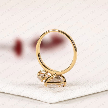 2.63 TCW Toi et Moi Pear Cut Lab Grown Diamond Engagement Ring Unique Double Stone Bridal Ring