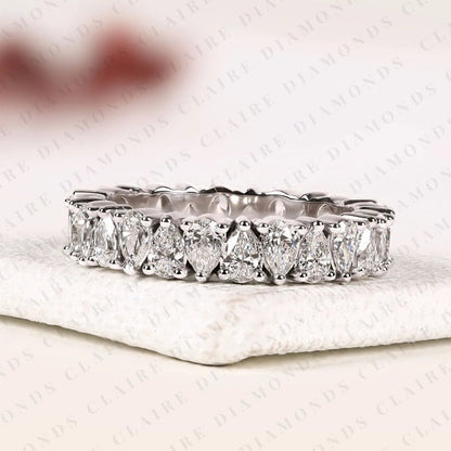 3.50 TCW Pear Cut Lab Grown Diamond Band Eternity Wedding Stackable Band Elegant Anniversary & Bridal Jewelry