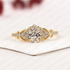 Pear Cut Lab Grown Diamond Engagement Ring Vintage Gold Halo Ring with Pave Side Stones Elegant Wedding Ring for Women