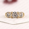 Round Cut Moissanite Diamond Engagement Ring Three Stone Gold Ring with Diamond Accents Luxury Wedding Ring for Women
