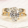 Oval Cut Lab Grown Diamond Engagement Ring Set Floral Accent Vintage Inspired Diamond Ring