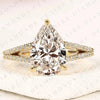 Pear Cut Moissanite Diamond Engagement Ring Split Shank Pave Diamond Ring Bridal Ring