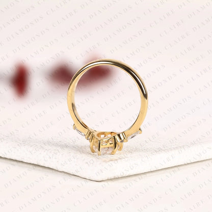 Marquise Cut Lab Grown Diamond Engagement Gold Ring Wedding Elegant Anniversary Gift For Her