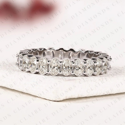 3.90 TCW Oval Cut Lab Grown Diamond Band Eternity Classic Stackable Band Elegant Anniversary Timeless Bridal Jewelry