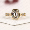 Old Mine Elongated Cushion Cut Lab Grown Diamond Engagement Ring Yellow Gold Bezel Ring with Baguette Side Stone Modern Luxury Bridal Jewelry