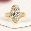 Vintage Long Oval Cut Lab Grown Diamond Engagement Ring Engraved Solitaire Ring Milgrain Bezel Bridal Ring Antique Inspired Wedding Ring