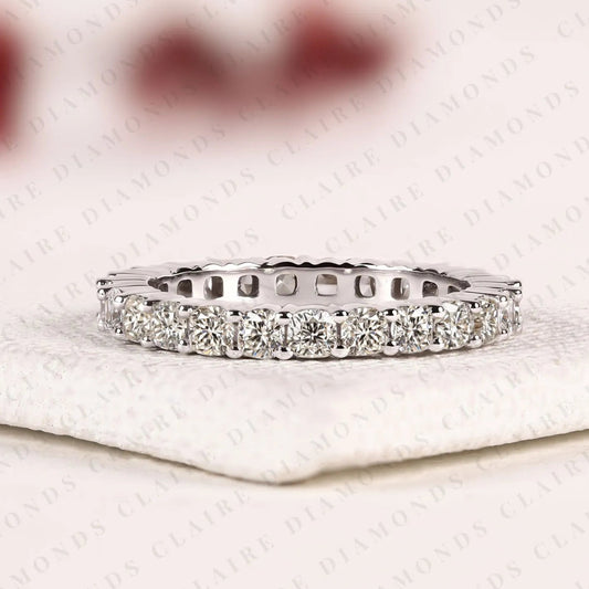 2.50 TCW Round Cut Lab Grown Diamond Eternity Band Full Diamond Wedding Band Classic Stackable Band