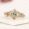 Oval Cut Lab Grown Diamond Engagement Ring Nature Inspired Leaf Vine Band Gold Floral Wedding Ring Vintage Bridal Ring IGI Certified Anniversary Jewelry