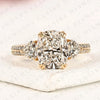 Cushion Cut Three Stone Moissanite Diamond Engagement Ring Trillion Side Stone Diamond Ring Split Shank Pave Ring