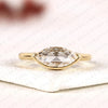 East West Marquise Rose Cut Moissanite Diamond Solitaire Ring Half Bezel Minimalist Promise Ring