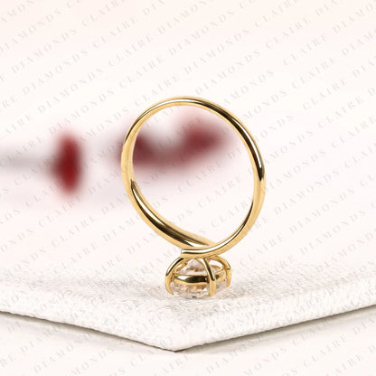Oval Cut Lab Grown Diamond Engagement Ring Bypass Ring Unique Open Band Modern Style Bridal Jewelry
