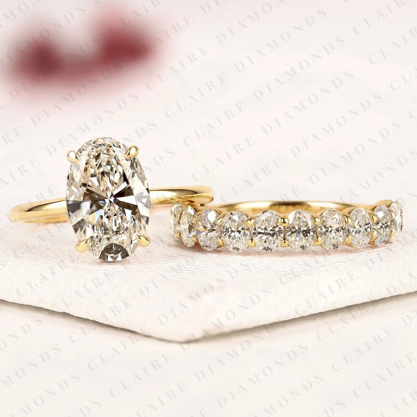 oval cut lab grown diamond engagement ring set oval diamond bridal ring set engagement ring