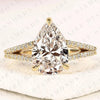 Pear Cut Lab Grown Diamond Engagement Ring Split Shank Pave Diamond Ring Bridal Ring