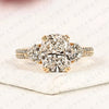 Cushion Cut Three Stone Moissanite Diamond Engagement Ring Heart Side Stone Diamond Ring Pave Ring