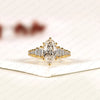 Moval Step Cut Moissanite Diamond Antique Engagement Ring in Yellow Gold Vintage Baguette Accent Ring