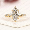 Marquise Cut Lab Grown Diamond Engagement Ring Yellow Gold Side Stone Ring IGI Certified Anniversary Ring.
