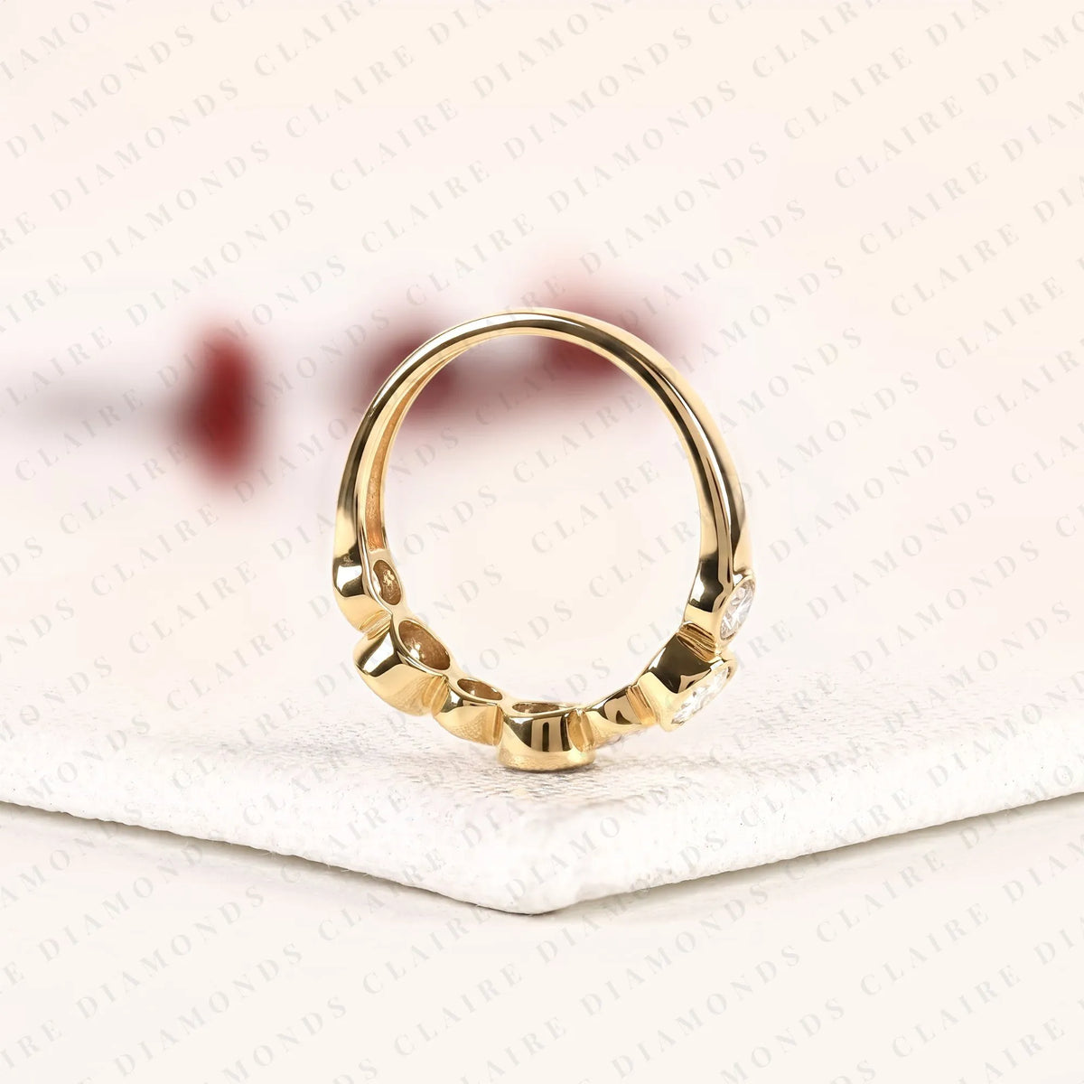 1.15 tcw round cut moissanite diamond bezel band vintage inspired gold diamond wedding ring elegant  half eternity band for women