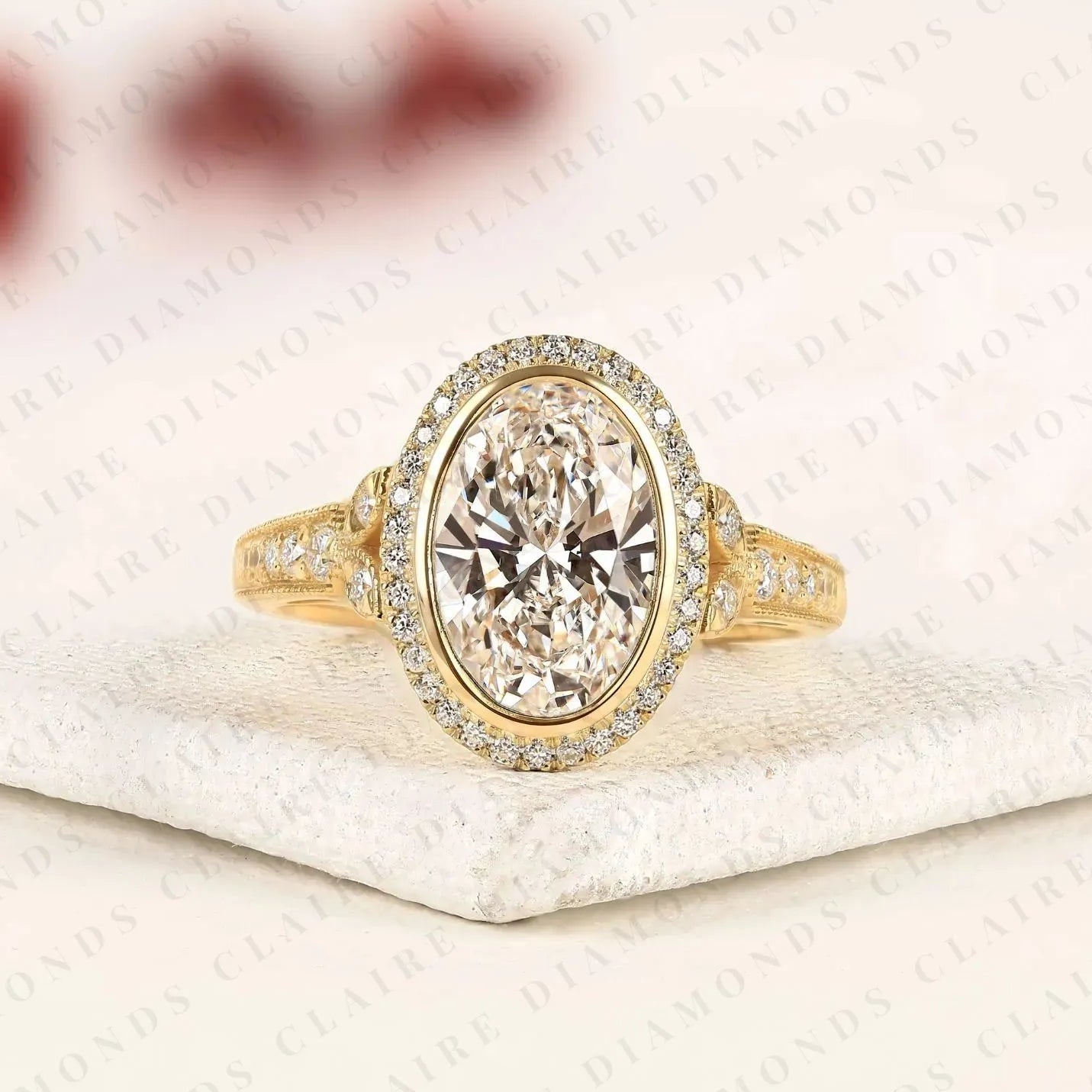 oval cut halo lab grown diamond engagement ring in gold – vintage beauty with timeless sparkle