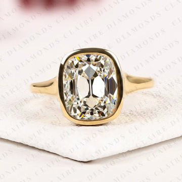 Old Mine Elongated Cushion Cut Engagement Ring by Claire Diamonds