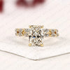 Radiant Cut Lab Grown Diamond Engagement Ring Set Yellow Gold Double Band with Pavé Side Stones Unique Luxury Bridal Ring Set