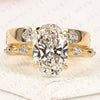Oval Cut Moissanite Diamond Engagement Ring Set Floral Accent  Vintage Inspired Diamond Ring