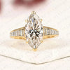 Designer Marquise Moissanite Diamond Engagement Ring with Channel Set Baguette Diamonds