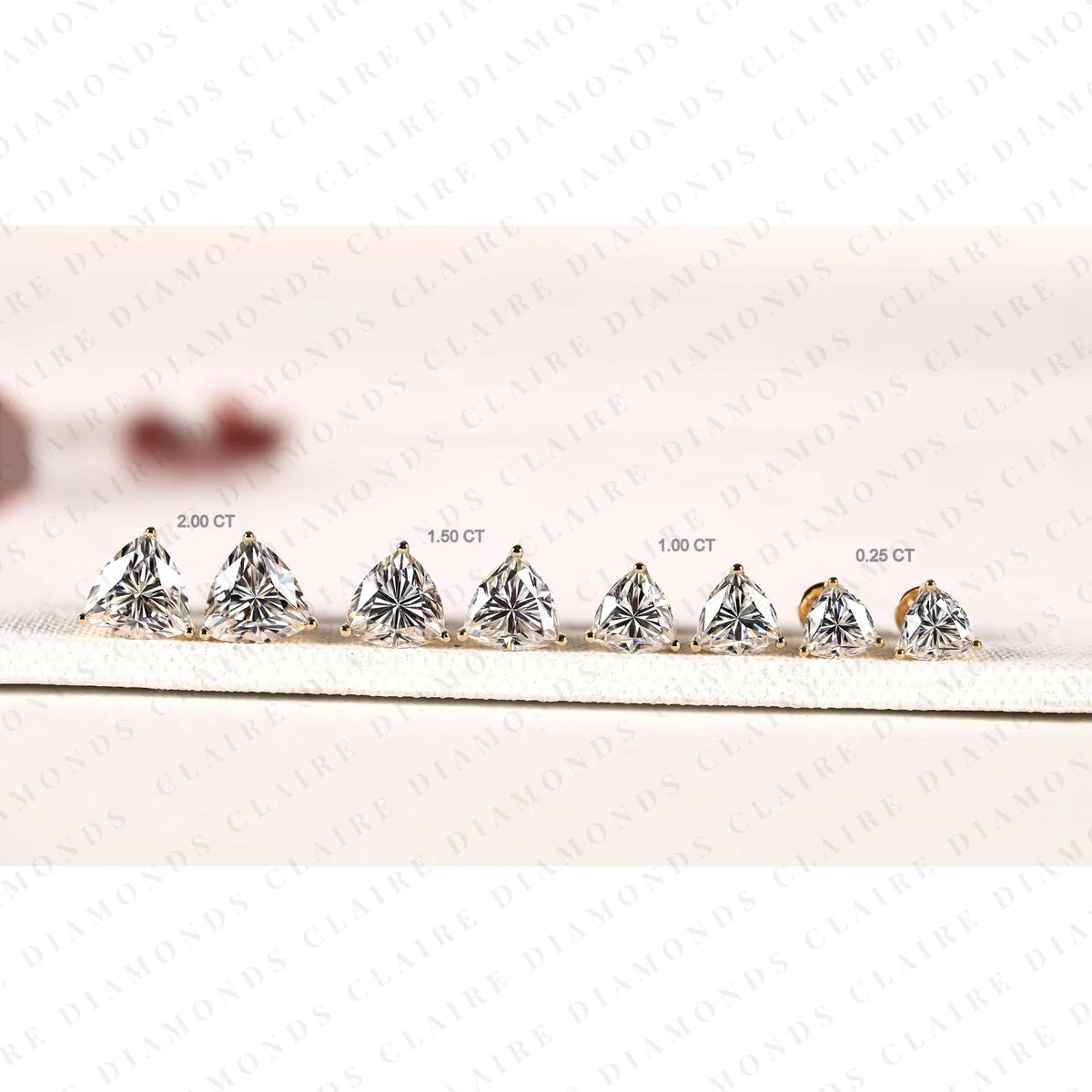 trillion cut lab grown diamond stud earrings elegant solitaire earrings modern minimalist fine jewelry