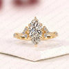Marquise Lab Grown Diamond Engagement Ring Unique Floral Vintage Inspired Statement Bridal Ring