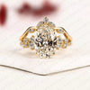 Oval Cut Moissanite Diamond Engagement Ring Set Nature Inspired Wedding Ring with Floral Pave Accents Luxury Bridal Set Jewelry