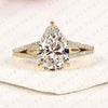 Pear Cut Lab Grown Diamond Engagement Ring Split Shank Pave Diamond Ring Bridal Ring