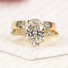 Oval Cut Lab Grown Diamond Engagement Ring Set Floral Accent Vintage Inspired Diamond Ring