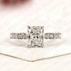 Radiant Cut Moissanite Diamond Engagement Ring with Round and Baguette Side Stone Accents