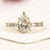 Pear Cut Moissanite Diamond Engagement Ring Baguette & Round Accent Diamond Band Bridal Ring  Elegant Wedding Ring