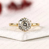 Portuguese Round Cut Lab Grown Diamond Engagement Ring, Solitaire Gold Ring, Unique Bridal Wedding Ring for Women