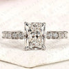 Radiant Cut Moissanite Diamond Engagement Ring with Round and Baguette Side Stone Accents