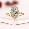 Marquise Cut Lab Grown Diamond Engagement Ring Floral Halo Ring Inspired Unique Statement Ring