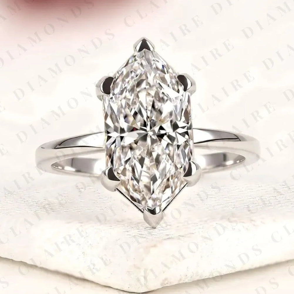 dutch marquise cut lab grown diamond engagement ring solitaire white gold ring elongated diamond bridal ring minimalist wedding ring
