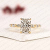 Radiant Cut Lab Grown Diamond Hidden Halo Engagement Ring in Yellow Gold Marquise Accent Band